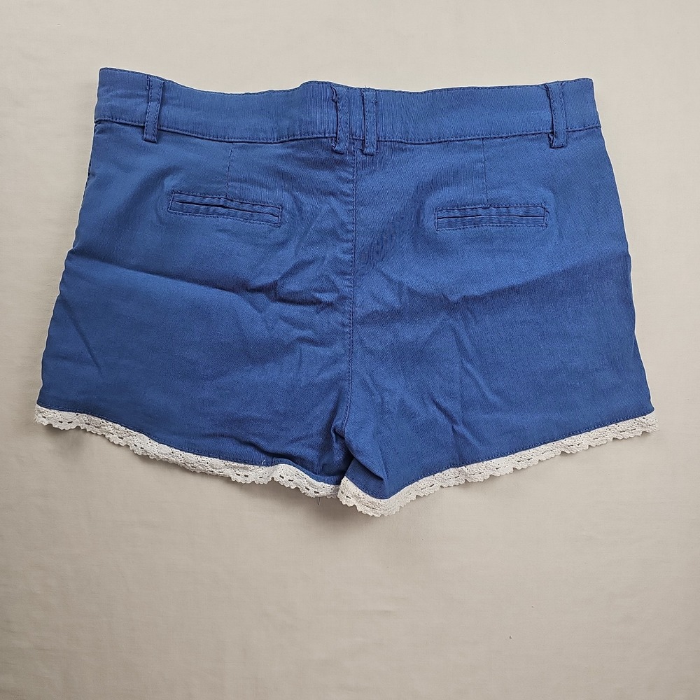 Ambiance Apparel Women's Size M Shorts Pocket Zip Button Blue - Picture 2 of 10